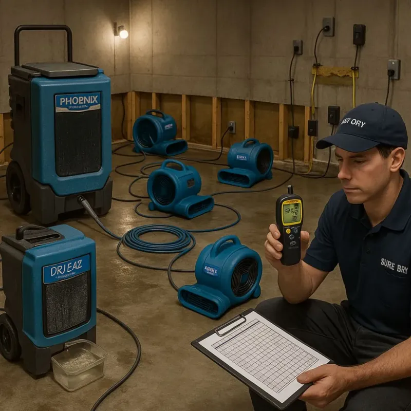 Structural Drying and Dehumidification process in East Harwich, MA